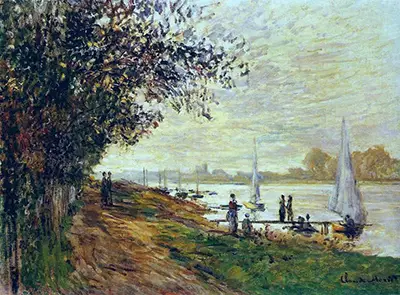 The Riverbank at Petit Gennevilliers Sunset Claude Monet